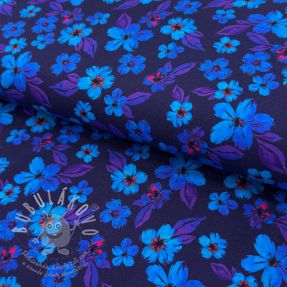 Jersey Hannah flowers blue digital print