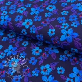 Jersey Hannah flowers blue digital print