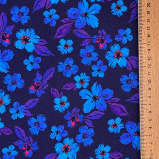 Jersey Hannah flowers blue digital print