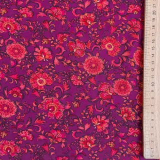 Viszkóz POPLIN STRETCH Flowers fuchsia digital print