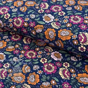 Jersey Flowers tossed navy