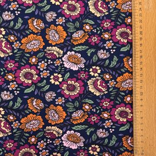 Jersey Flowers tossed navy