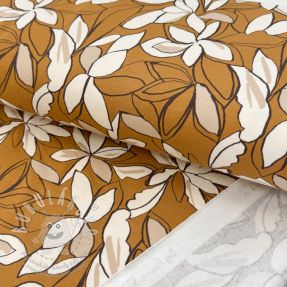 Szabadidő anyag Big flowers ochre digital print