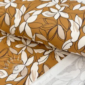 Szabadidő anyag Big flowers ochre digital print