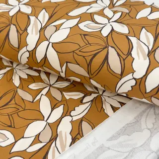 Szabadidő anyag Big flowers ochre digital print