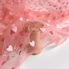 Tüll TÜTÜ Flock shiny hearts old pink