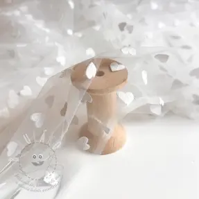Tüll TÜTÜ Flock shiny hearts offwhite