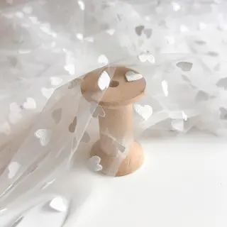 Tüll TÜTÜ Flock shiny hearts offwhite