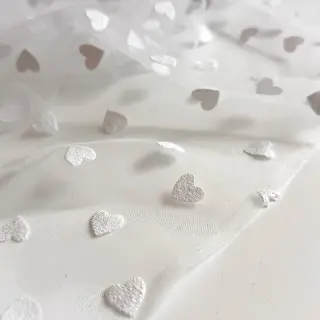 Tüll TÜTÜ Flock shiny hearts offwhite