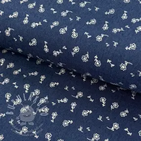 JEANS STRETCH Small retro flowers dark jeans