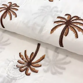 Pamutvászon VOILE EMBROIDERY Palm brown