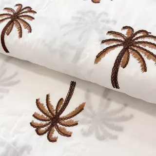 Pamutvászon VOILE EMBROIDERY Palm brown