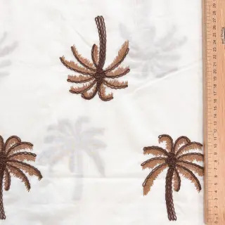 Pamutvászon VOILE EMBROIDERY Palm brown