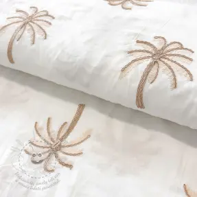 Pamutvászon VOILE EMBROIDERY Palm cream