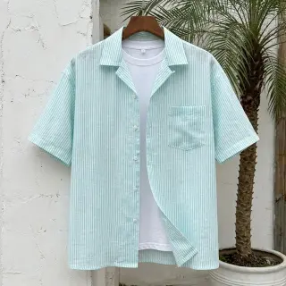 Lenvászon pamuttal Stripe mint
