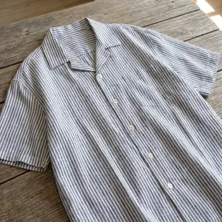Lenvászon pamuttal Stripe navy