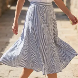Lenvászon pamuttal Stripe navy