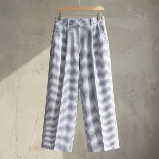 Lenvászon pamuttal Stripe jeans