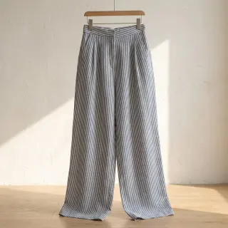 Lenvászon pamuttal Stripe navy