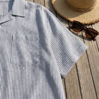 Lenvászon pamuttal Stripe navy