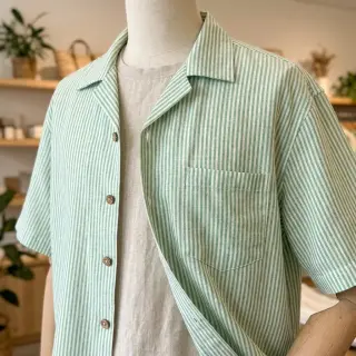 Lenvászon pamuttal Stripe dark green
