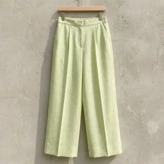 Lenvászon pamuttal Stripe lime