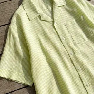 Lenvászon pamuttal Stripe lime
