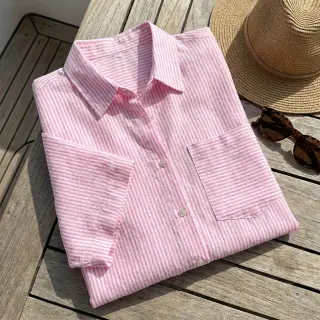 Lenvászon pamuttal Stripe fuchsia
