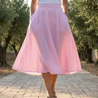 Lenvászon pamuttal Stripe fuchsia
