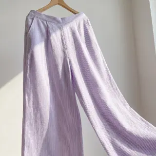 Lenvászon pamuttal Stripe purple