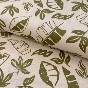 Dekorációs anyag Linenlook Leaves army green