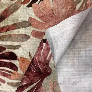 Dekorációs anyag SLUB Leaves burgundy digital print