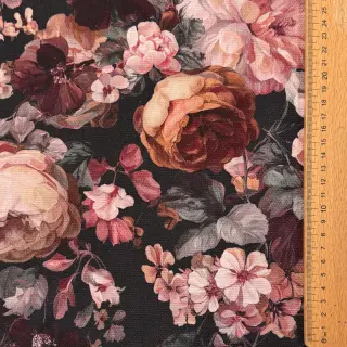 Dekorációs anyag SLUB Bouquet burgundy digital print