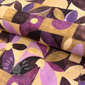Dekorációs anyag SLUB Abstract flowie aubergine digital print