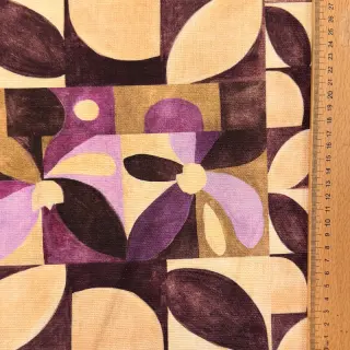Dekorációs anyag SLUB Abstract flowie aubergine digital print