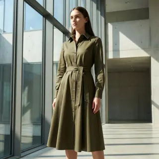 Pamutvászon TWILL Mango olive green