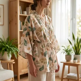 Lyocell lennel és selyemmel Retro Flowers design A