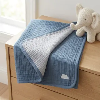 Dupla géz/muszlin DOUBLE FACE cloud blue
