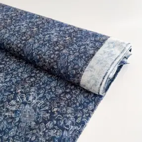 Viszkóz RAYON POPLIN White flowers design C