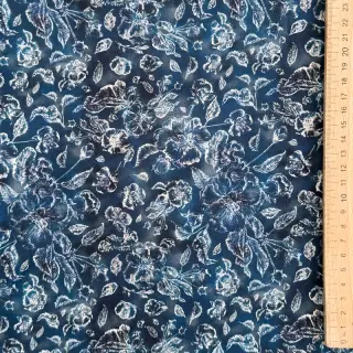 Viszkóz RAYON POPLIN White flowers design C