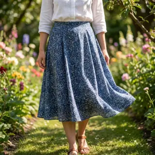 Viszkóz RAYON POPLIN White flowers design C