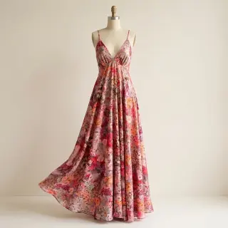 Viszkóz RAYON POPLIN Blossoms design A