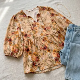 Viszkóz RAYON POPLIN Flower sea design E