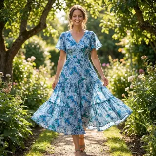 Viszkóz RAYON POPLIN Flower sea design D