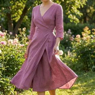 Viszkóz lenvászonnal WASHED mauve