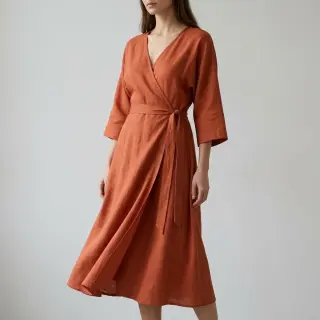Viszkóz lenvászonnal WASHED terracotta