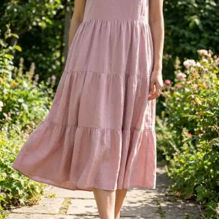 Viszkóz lenvászonnal WASHED old rose