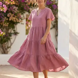 Viszkóz lenvászonnal WASHED old pink