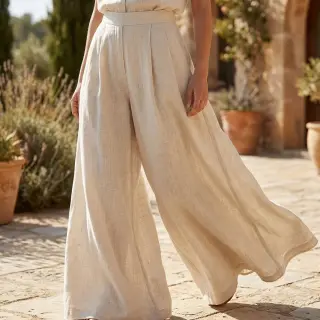 Viszkóz lenvászonnal WASHED light beige