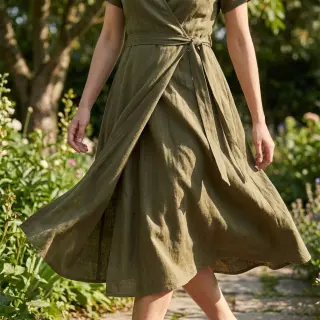 Viszkóz lenvászonnal WASHED olive